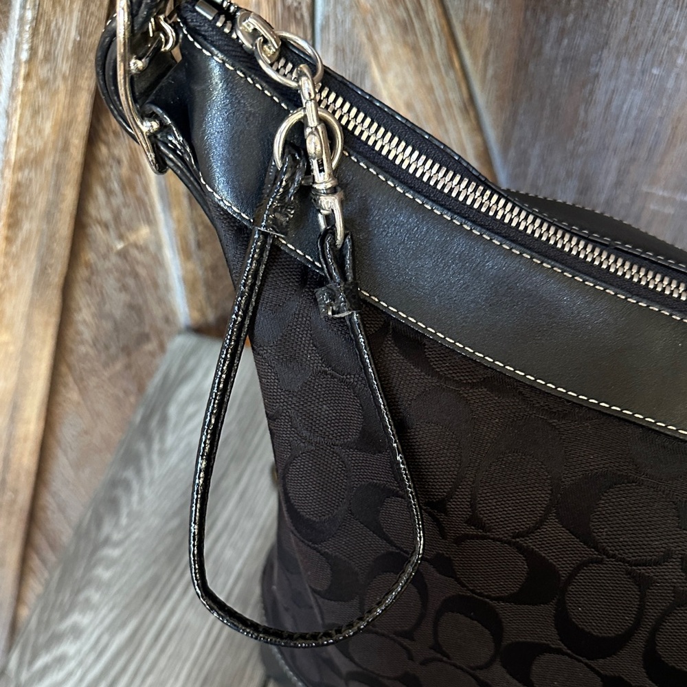 Coach Vintage 6346 Chelsea Signature Black Canvas Leather Shoulder Bag - Picture 7 of 14